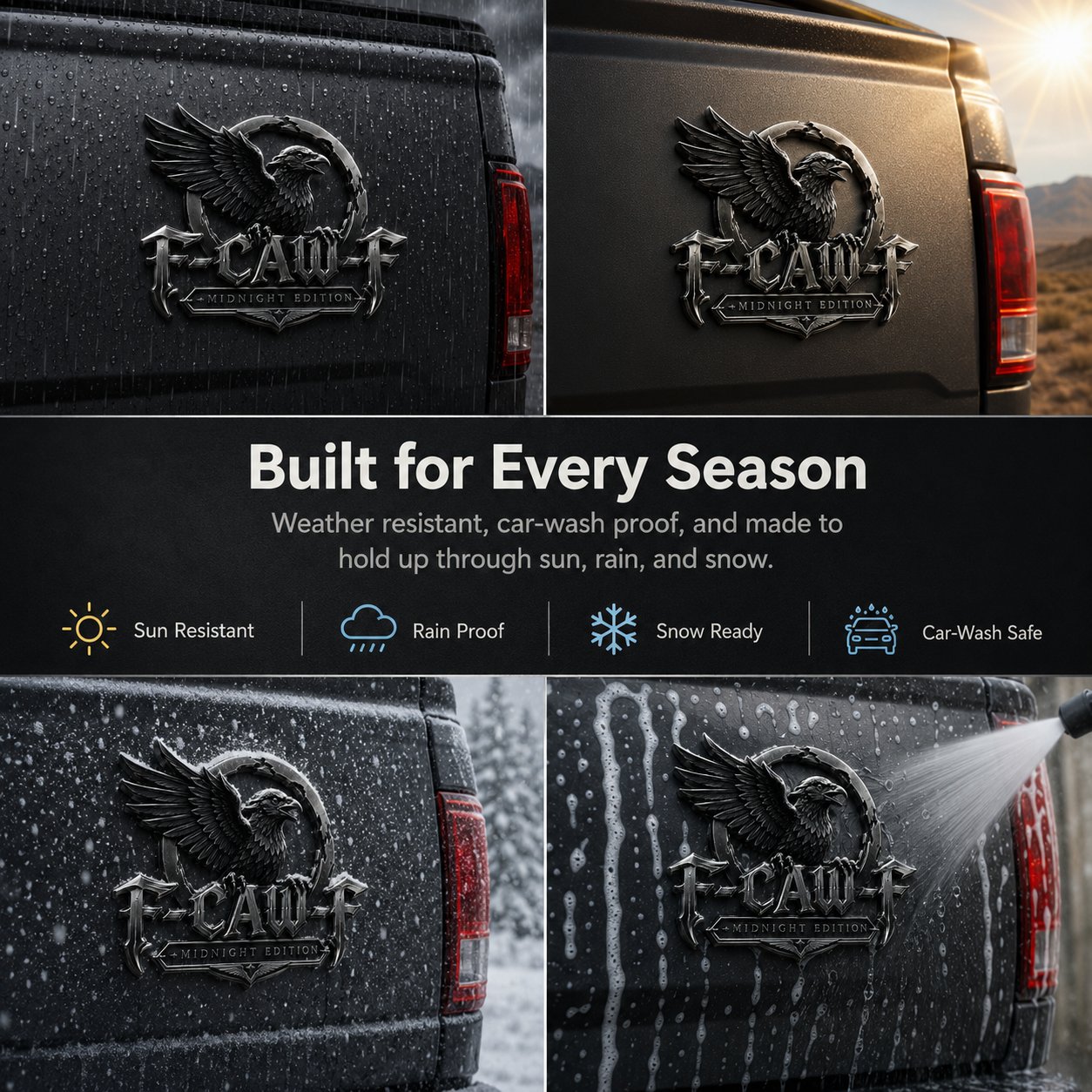 🦅 F-CAW-F Midnight Edition Metal Emblem - Premium Attitude Decal