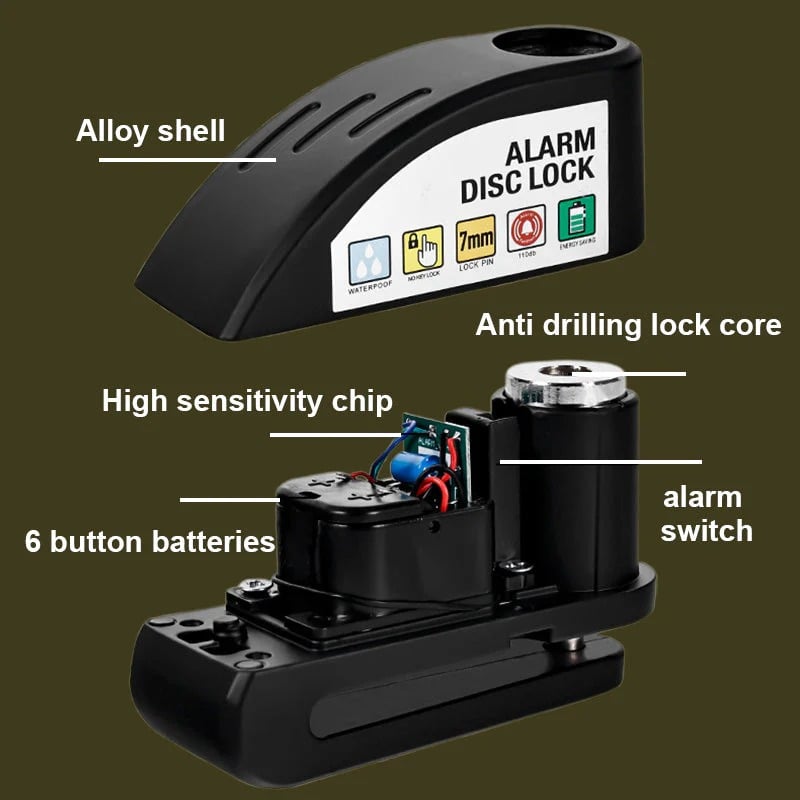 🏍️🔒 Motorcycle/Bicycle Disc Brake Lock with Alarm | Instant Security, Effective Deterrent 🚨