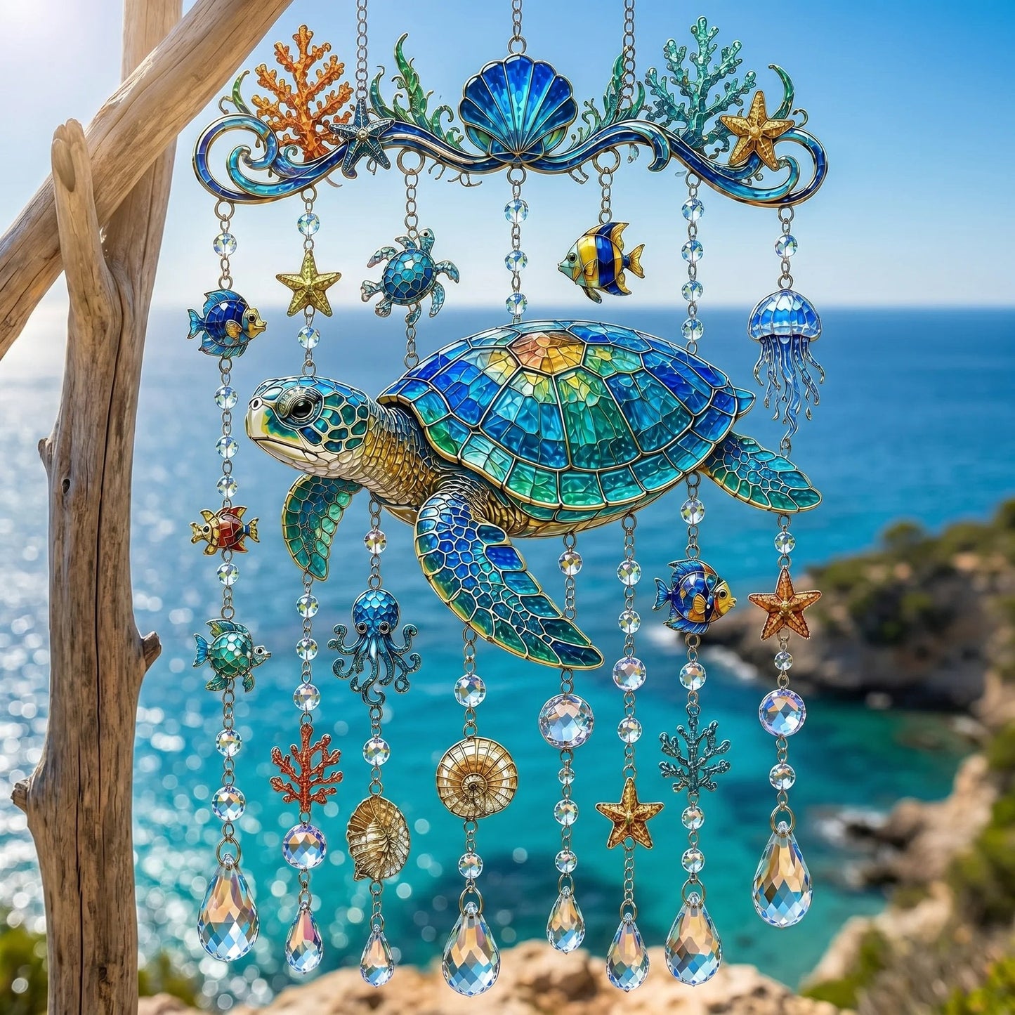 🐋Ocean-Inspired Acrylic Crystal Wind Chime– Bring the Ocean Glow to Your Garden