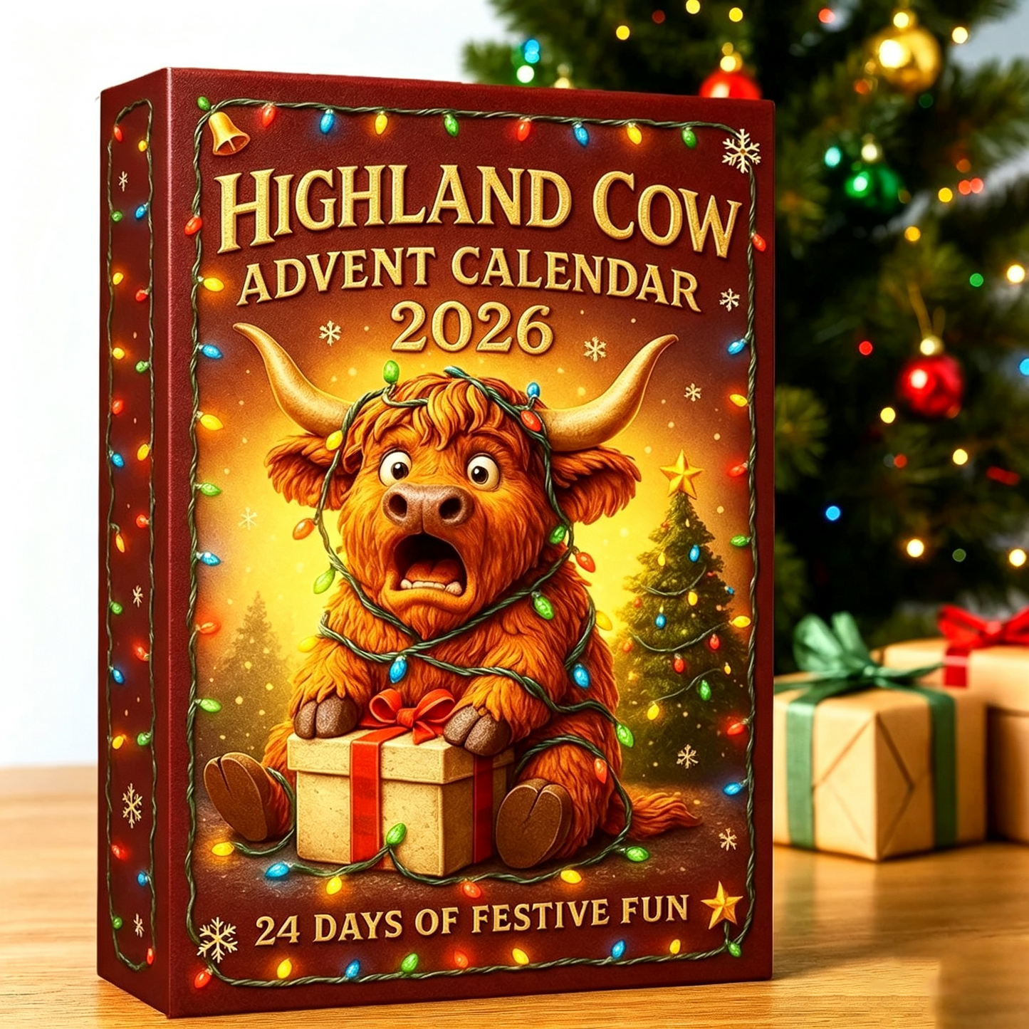 Highland Cow Advent Calendar 2026 – 24-Day Christmas Countdown with Cute Highland Cow Figurines
