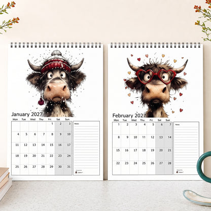2027 Cute Highland Cow Wall Calendar 🐮 | Life Is Better With A Highland Cow ✨