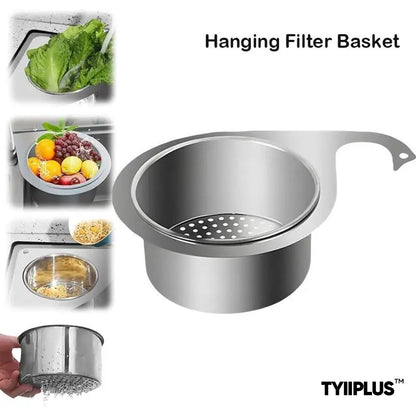 TYIIPLUS™ Stainless Steel Sink Strainer Basket, Multifunctional Hanging & Countertop Colander for Washing, Draining & Food Prep