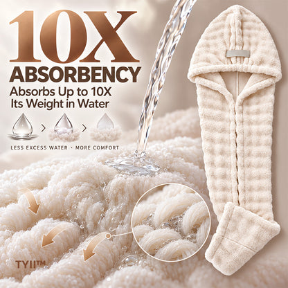 TYII™ Extra-Large 4-Corner Hair Drying Towel Wrap – Extra-Long Thick Microfiber Hair Cap for Long & Thick Hair