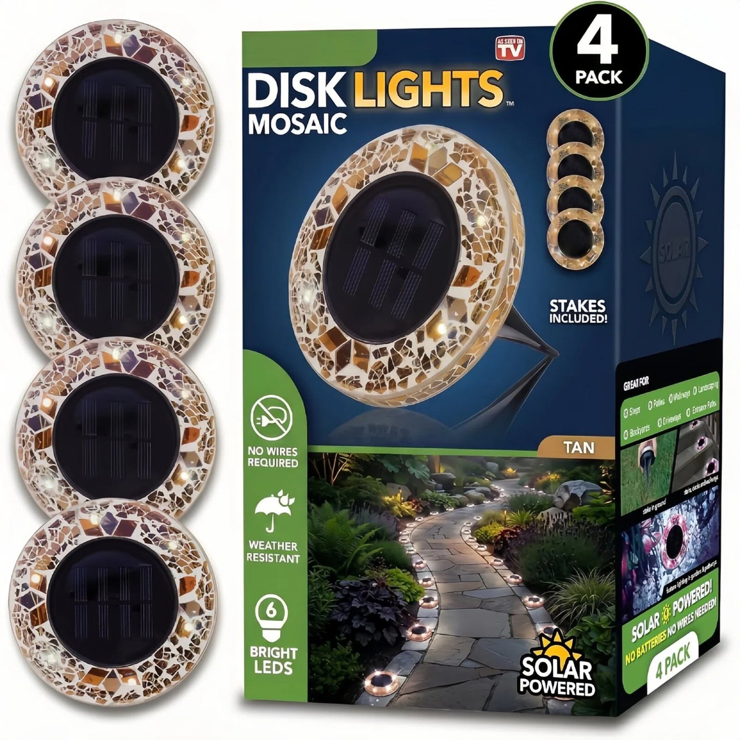 🛋️Solar Mosaic Lights – Waterproof LED Pathway Lights with Auto On/Off