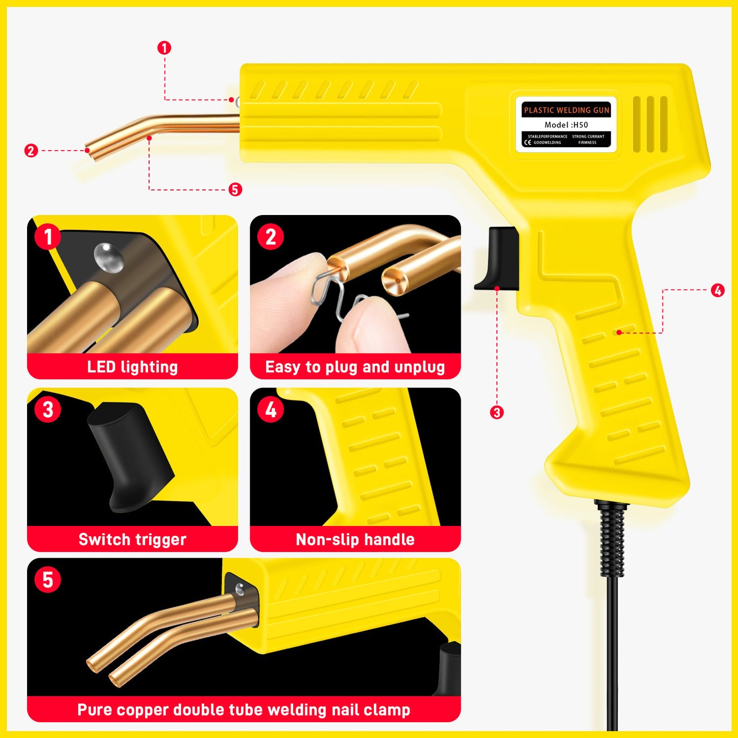 ⚒️2 in 1 Plastic Welding Kit (200PCS 4 Types Portable Automotive Hot Welding Staplers)