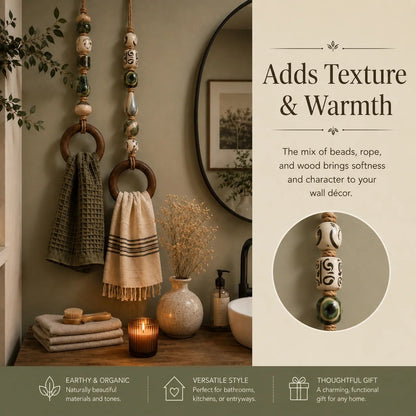 ✨Decorative Beaded Towel Hanger with Wooden Ring