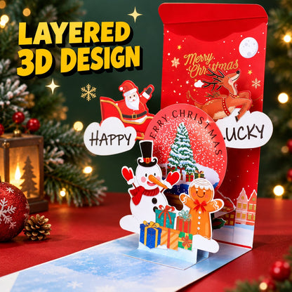 🎄Handmade 3D Christmas Money Card – Pop-Up Holiday Card with Cash Envelope & Message Space 💌✍💵