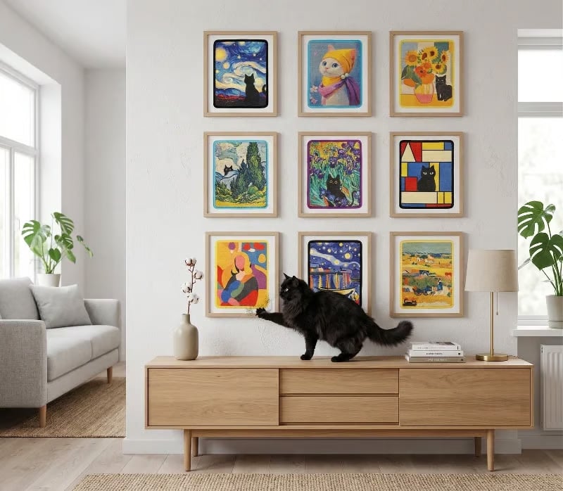 🐱 Decorative Wall Art Cat Scratcher – Stylish 2-in-1 Cat Scratch Board