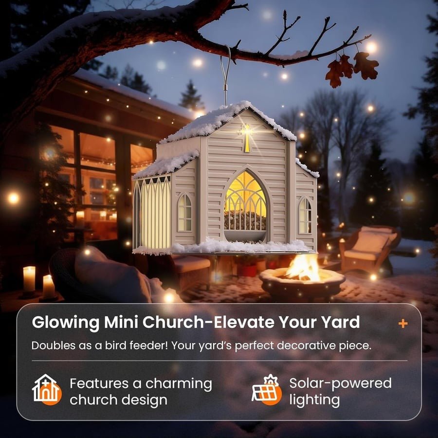 ✝️Church-Shaped Metal Solar Bird Feeder (✨Same as in the video)