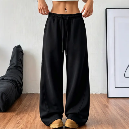 TYII™ Women’s Cotton Blend Wide-Leg Sweatpants – Relaxed Drawstring Lounge Pants with Pockets