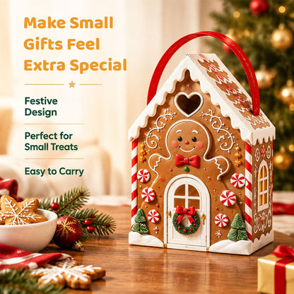 Christmas Cottage Gift Box with Handle – Festive House-Shaped Holiday Packaging