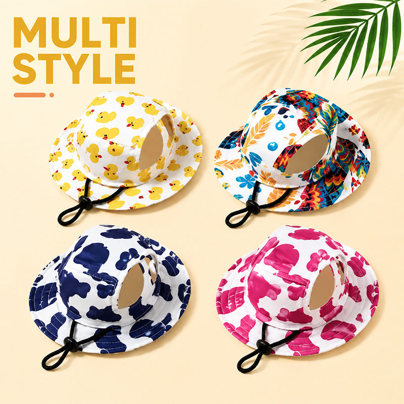 🐾 Cute Printed Pet Bucket Hat, Breathable Sun Cap Fits Dogs & Cats