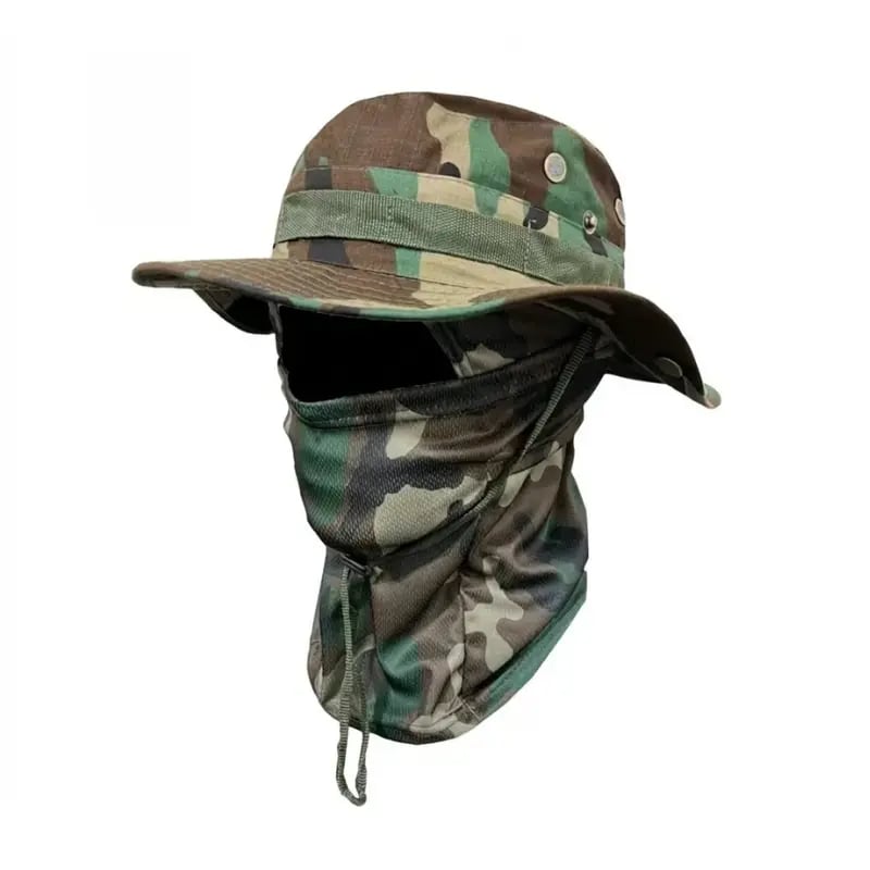 🔥Camouflage 6-in-1 Tactical Bucket Hat – Detachable Face Mask & Neck Flap for Sun Protection