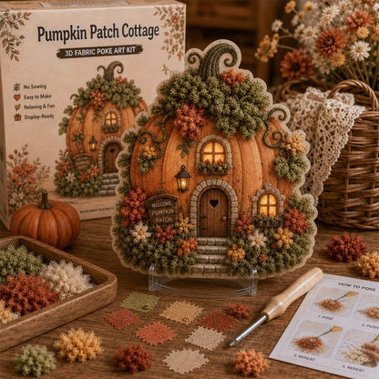 🔥🏡 Whimsical Village 3D Fabric Poke Art Kit, No-Sew Beginner DIY Craft, Screen-Free Relaxing Handmade Desktop Decoration & Family Bonding Activity Gift