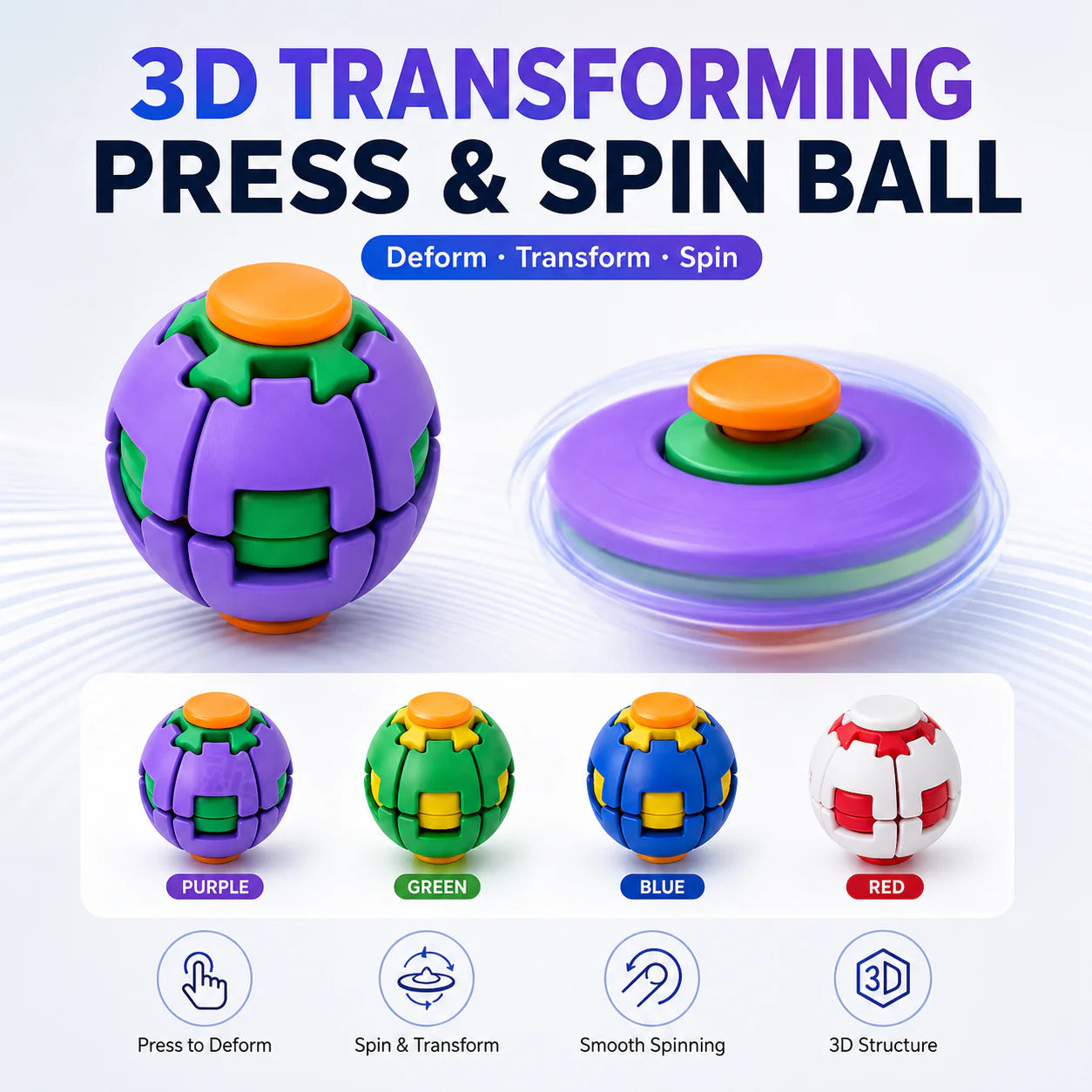 Press-to-Spin Stress Relief Fidget Ball