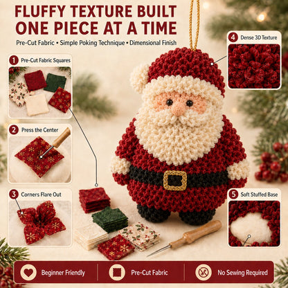 🎄Beginner-Friendly 3D Fabric Poke Christmas Ornament DIY Kit Collection | Complete Kit with Pre-Cut Fabrics, Stuffed Felt Base, Poking Tool & Step-by-Step Guide Included 💕
