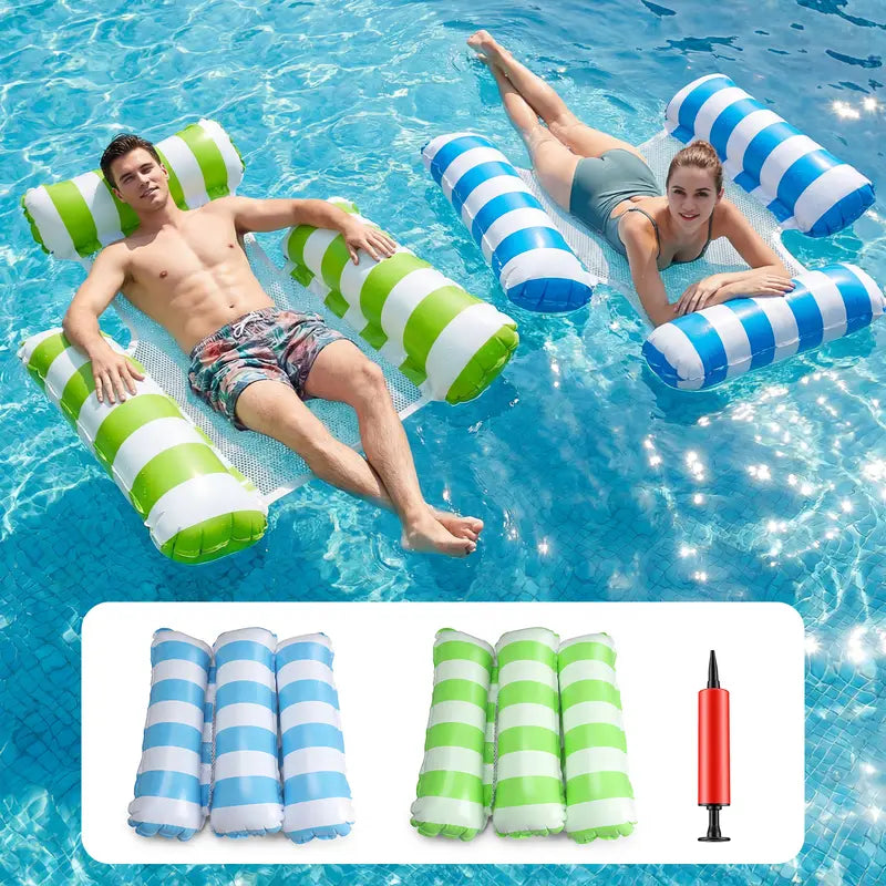 4-in-1 Inflatable Pool Hammock with Mesh & Free Hand Pump 🌊