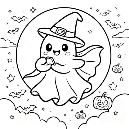 👻🎨Spooky & Cute Bold and Easy Coloring Book – A Whimsical Halloween Adventure(✨Hardcover)