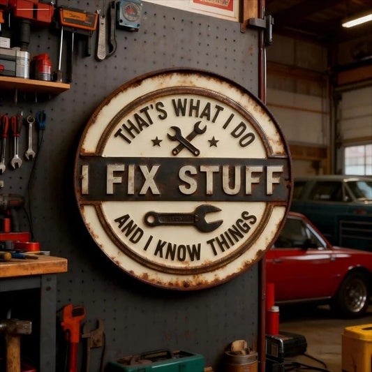 🔧💪"That’s What I Do - I Fix Stuff" 3D Metal Garage Sign