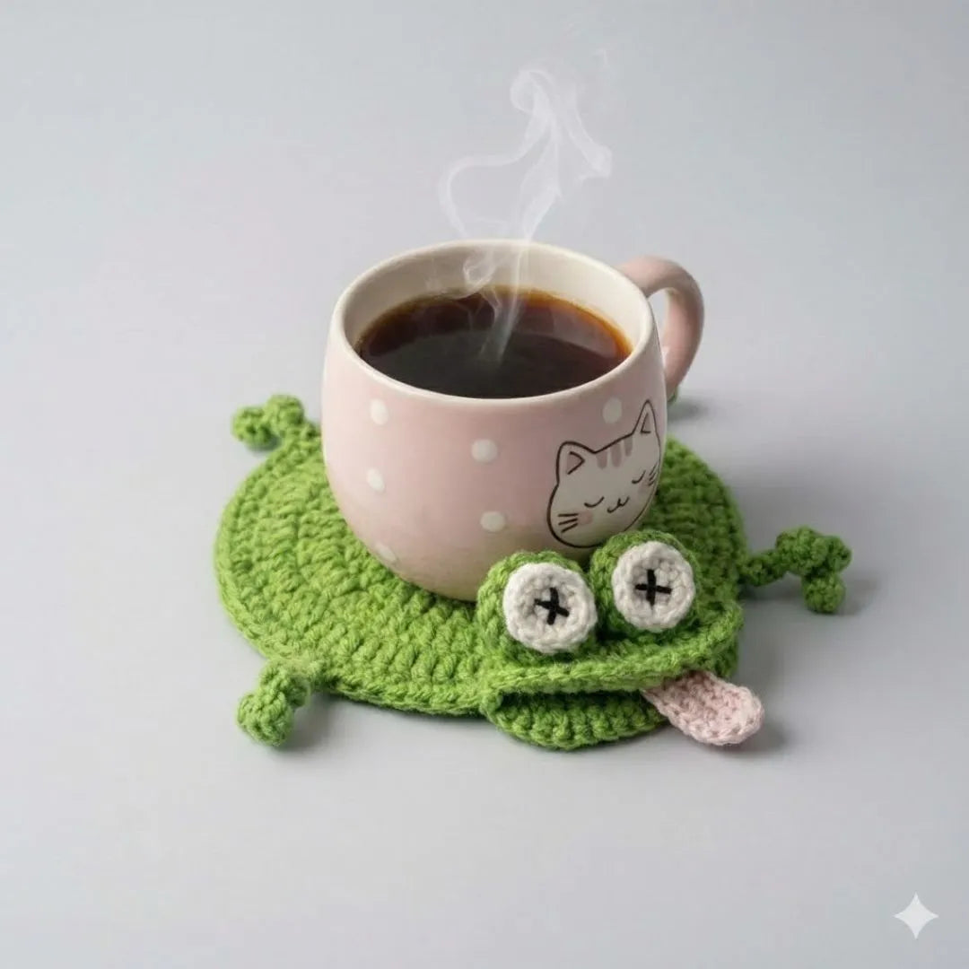 ☕Funny Lizard Crochet Coaster