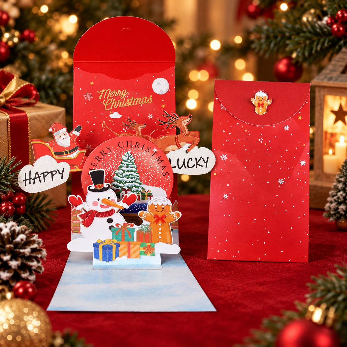 🎄Handmade 3D Christmas Money Card – Pop-Up Holiday Card with Cash Envelope & Message Space 💌✍💵