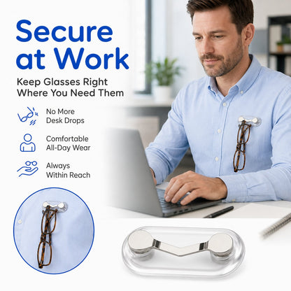 🧲 Magnetic Eyeglass Holder Clip, Universal Glasses Hanger for Readers, Blue Light Glasses & Sunglasses, No More Lost Eyewear