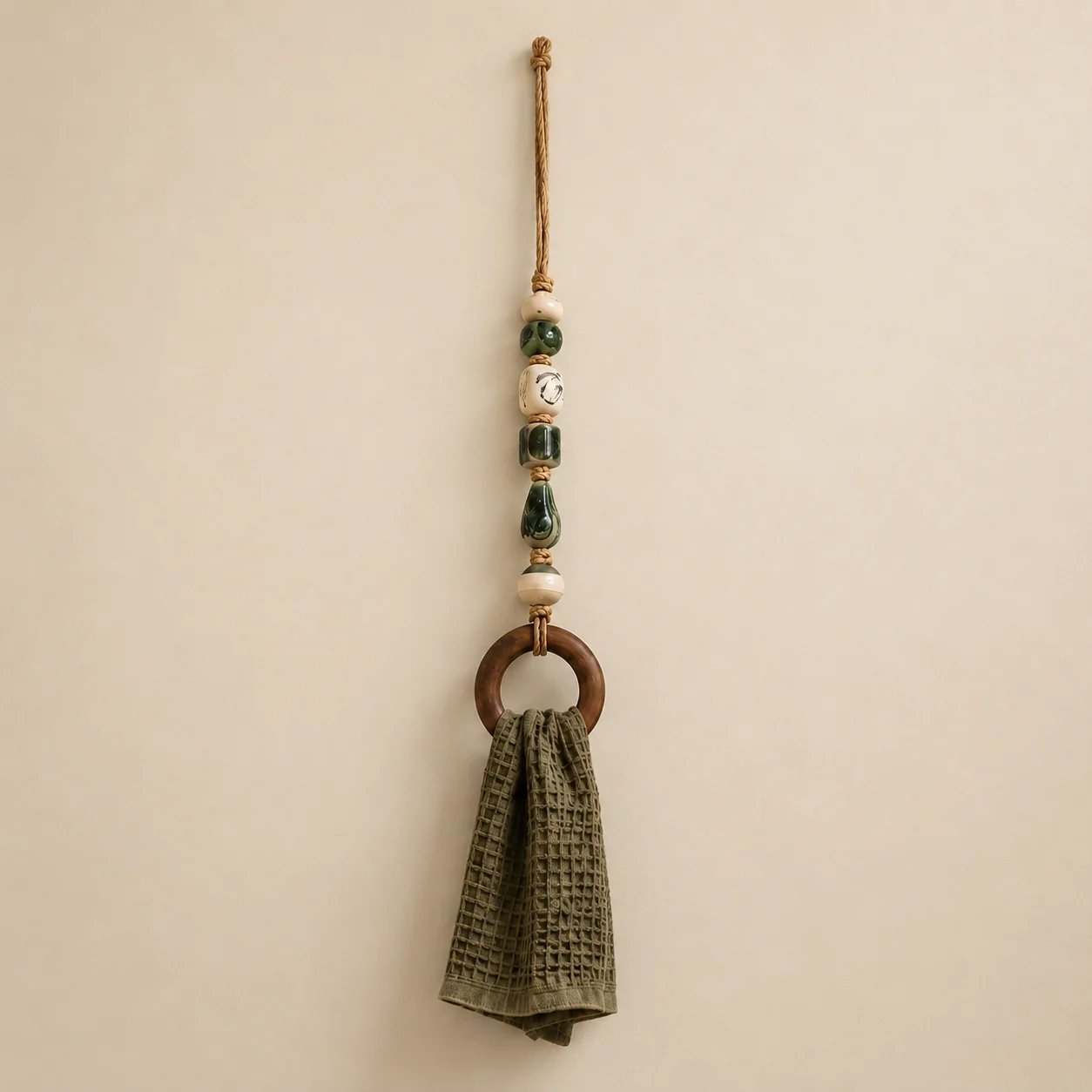 ✨Decorative Beaded Towel Hanger with Wooden Ring