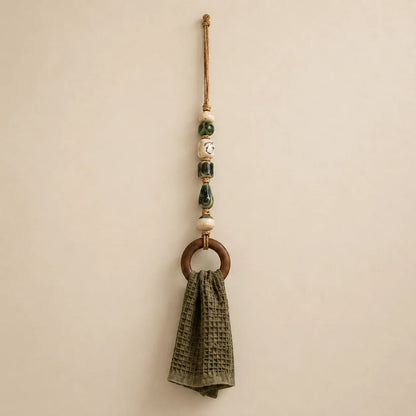 ✨Decorative Beaded Towel Hanger with Wooden Ring