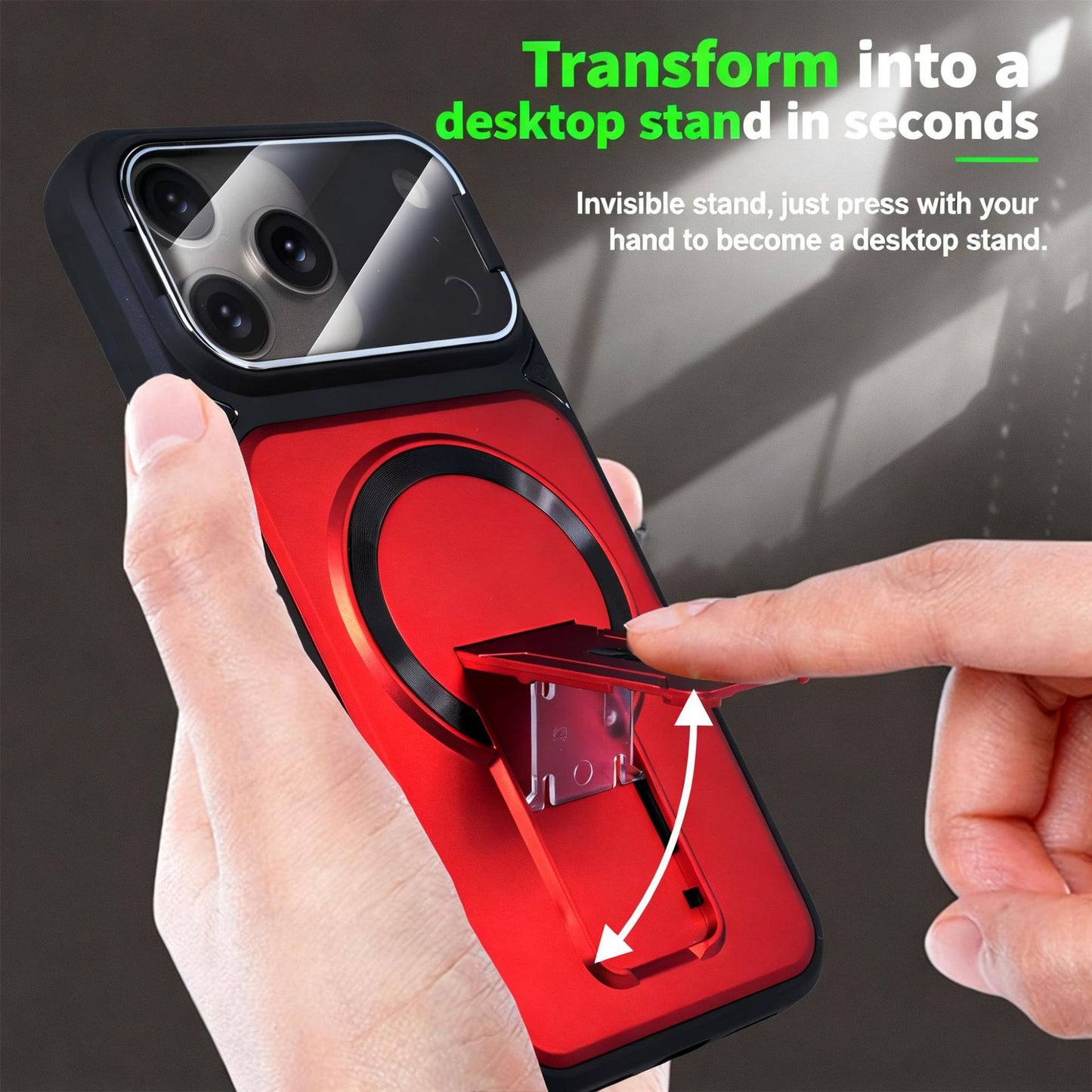 Multifunctional Lens Protection Case with Invisible Stand & Camera Protection