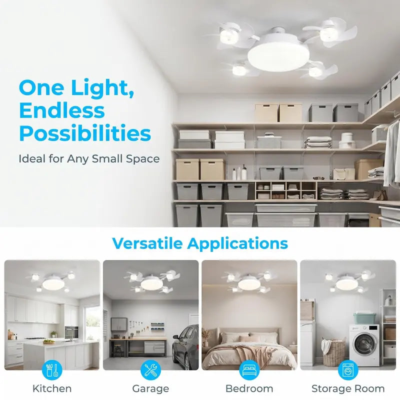 🌀E27 Socket Ceiling Fan Light – 2-in-1 LED Light & Quiet Fan with Remote Control