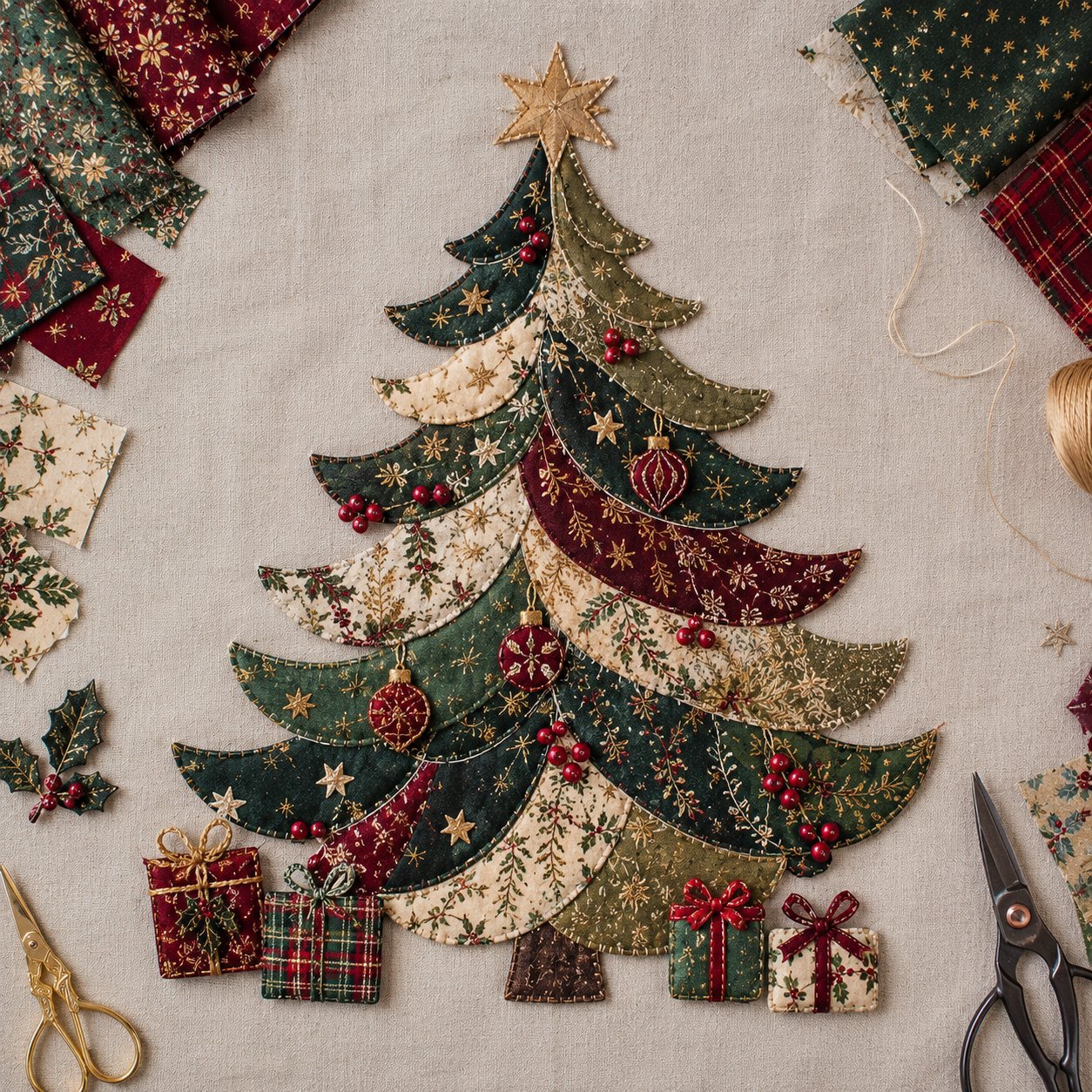 🎄🎅Christmas Patchwork Fabric DIY Decor Kit