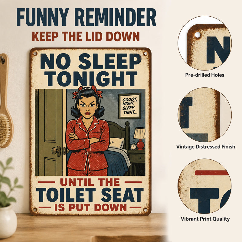 Say It Without Nagging 🤫 Hilarious Vintage Toilet Seat Reminder Sign (Pre-Drilled Holes for Hanging or Nailing)