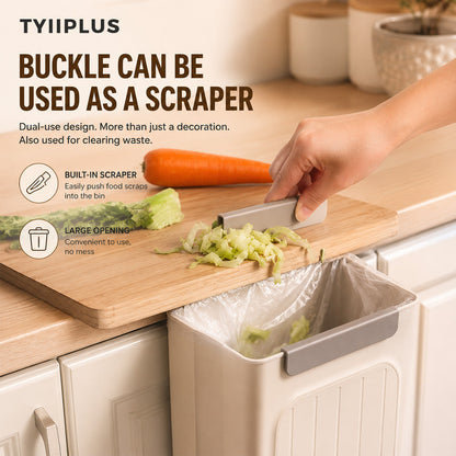 TYIIPLUS™ Foldable Hanging Trash Can, 1.6 Gallon Kitchen Cabinet Door Garbage Bin with Scraper, Space-Saving Waste Container for RV, Car & Camping