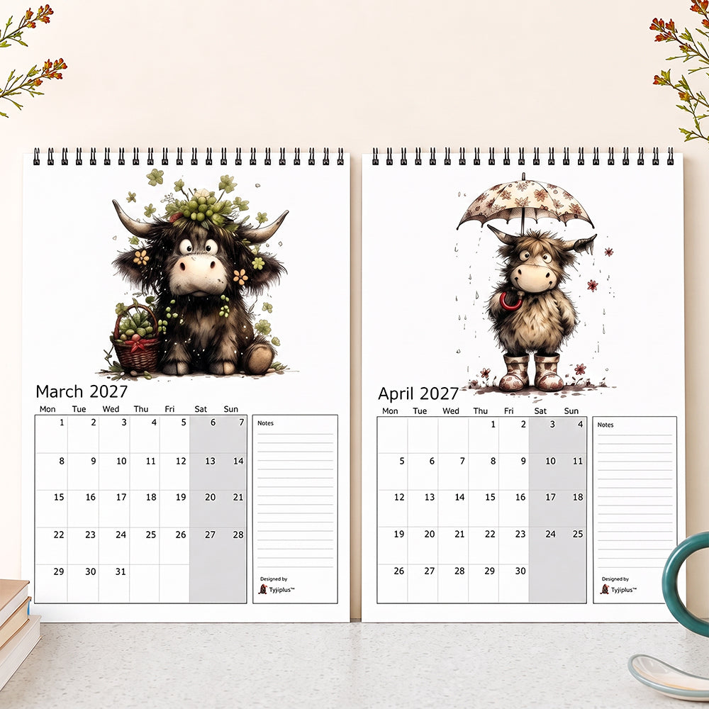 2027 Cute Highland Cow Wall Calendar 🐮 | Life Is Better With A Highland Cow ✨