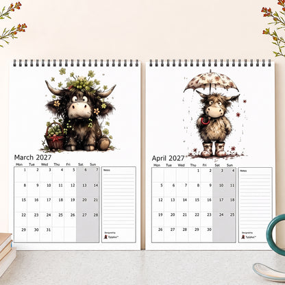 2027 Cute Highland Cow Wall Calendar 🐮 | Life Is Better With A Highland Cow ✨