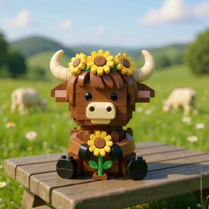 Sunflower Highland Cow Brick Set🌻🐂