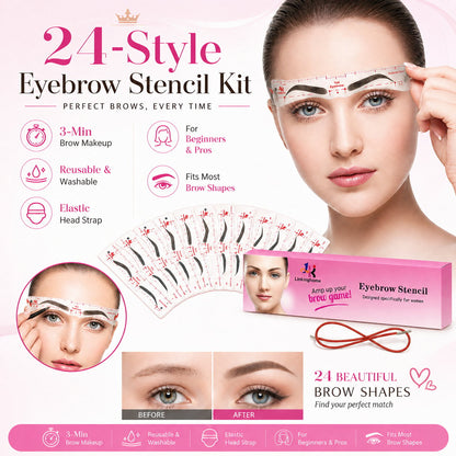 Eyebrow Stencil, 24 Eyebrow Shaper Kit, Reusable Eyebrow Template With Strap, 3 Minutes Makeup