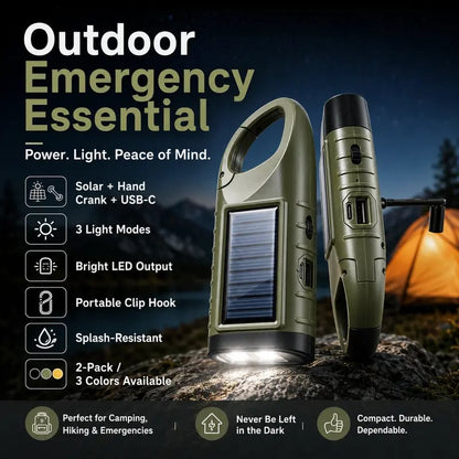 🔦Tyiiplus™ Hand Crank Flashlights – USB-C Rechargeable Emergency Lights