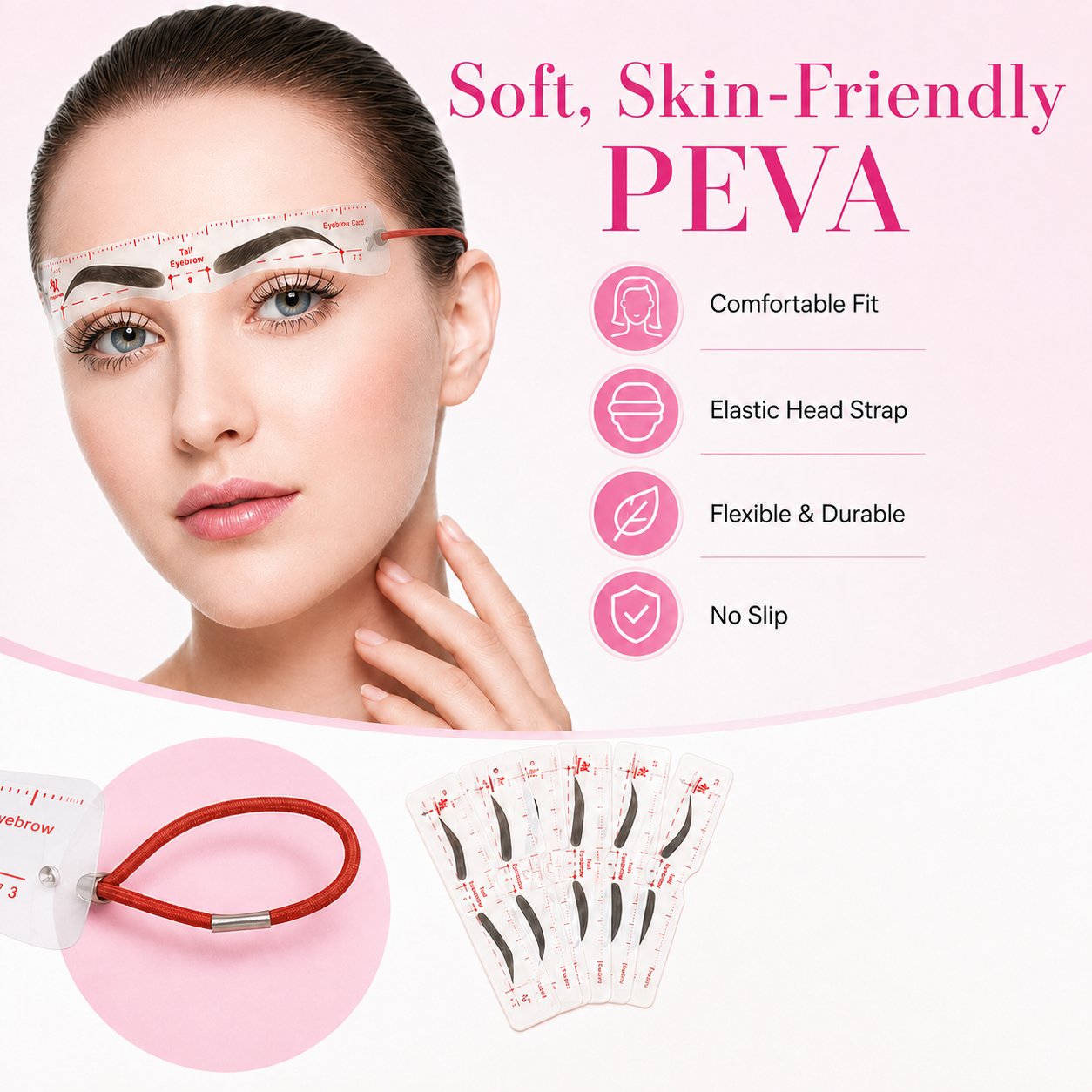 Eyebrow Stencil, 24 Eyebrow Shaper Kit, Reusable Eyebrow Template With Strap, 3 Minutes Makeup