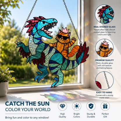 🐉🐱 Princess Donut & Mongo Stained Glass Suncatcher | Dungeon Crawler Carl Window Hanging ✨