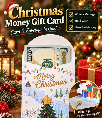 🎄Handmade 3D Christmas Money Card – Pop-Up Holiday Card with Cash Envelope & Message Space 💌✍💵
