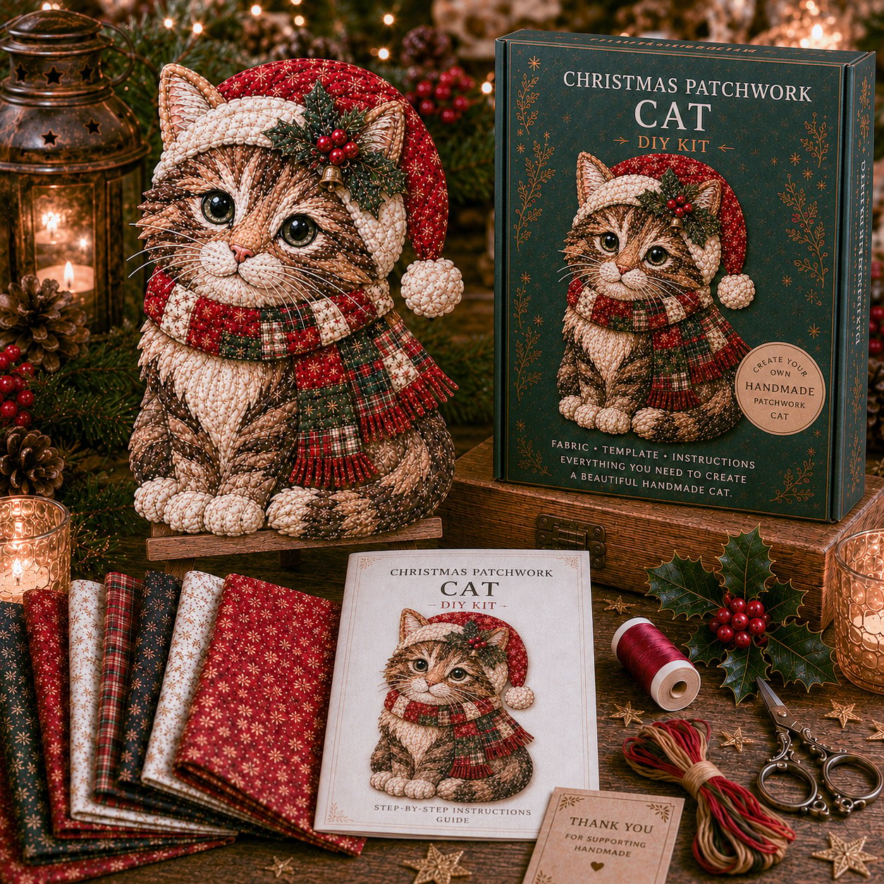 🎄🎅Christmas Patchwork Fabric DIY Decor Kit