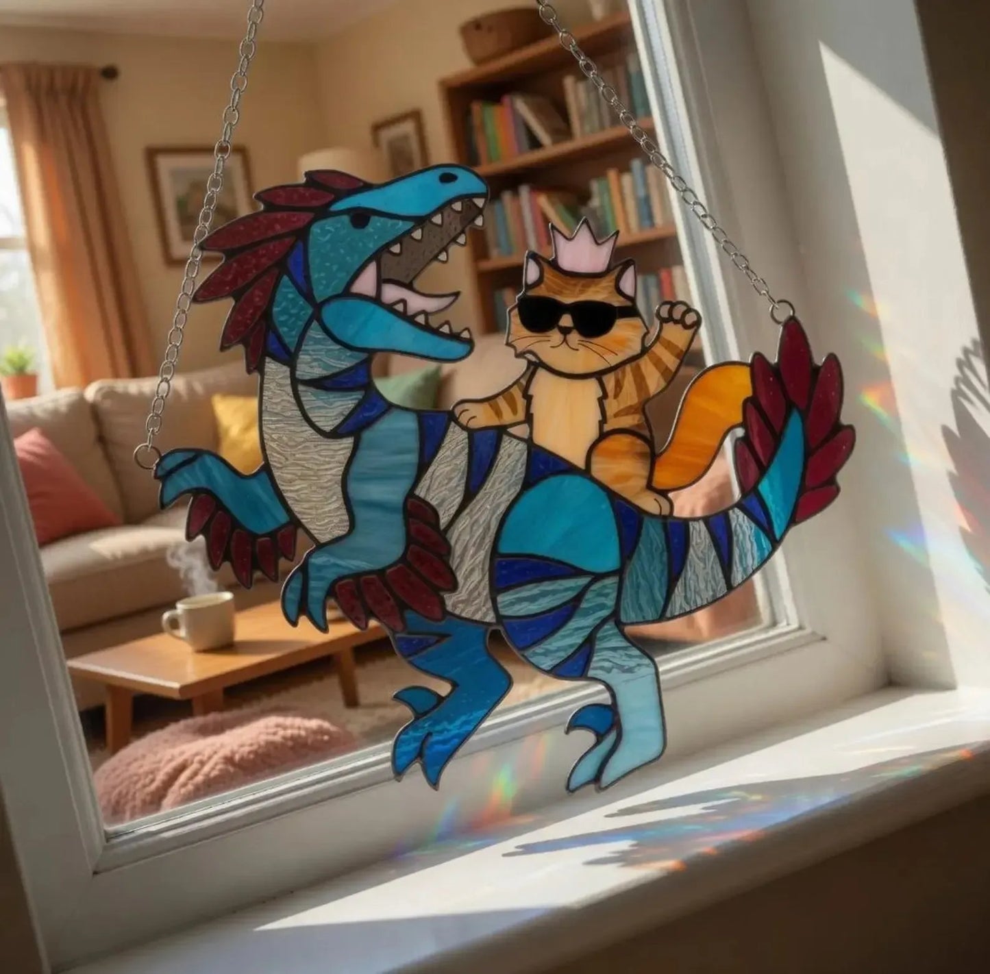 🐉🐱 Princess Donut & Mongo Stained Glass Suncatcher | Dungeon Crawler Carl Window Hanging ✨