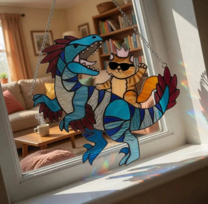 🐉🐱 Princess Donut & Mongo Stained Glass Suncatcher | Dungeon Crawler Carl Window Hanging ✨