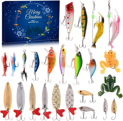 Fishing Advent Calendar 2026 Christmas - 24 Days Fishing Lures Advent Calendar for Fisher
