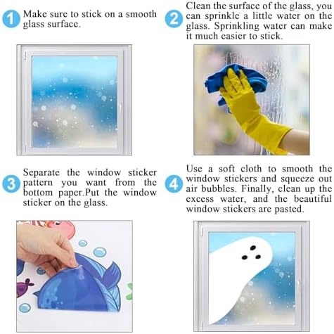 4-Pcs Halloween Boo Ghost Window Clings – Reusable & Removable Decorations