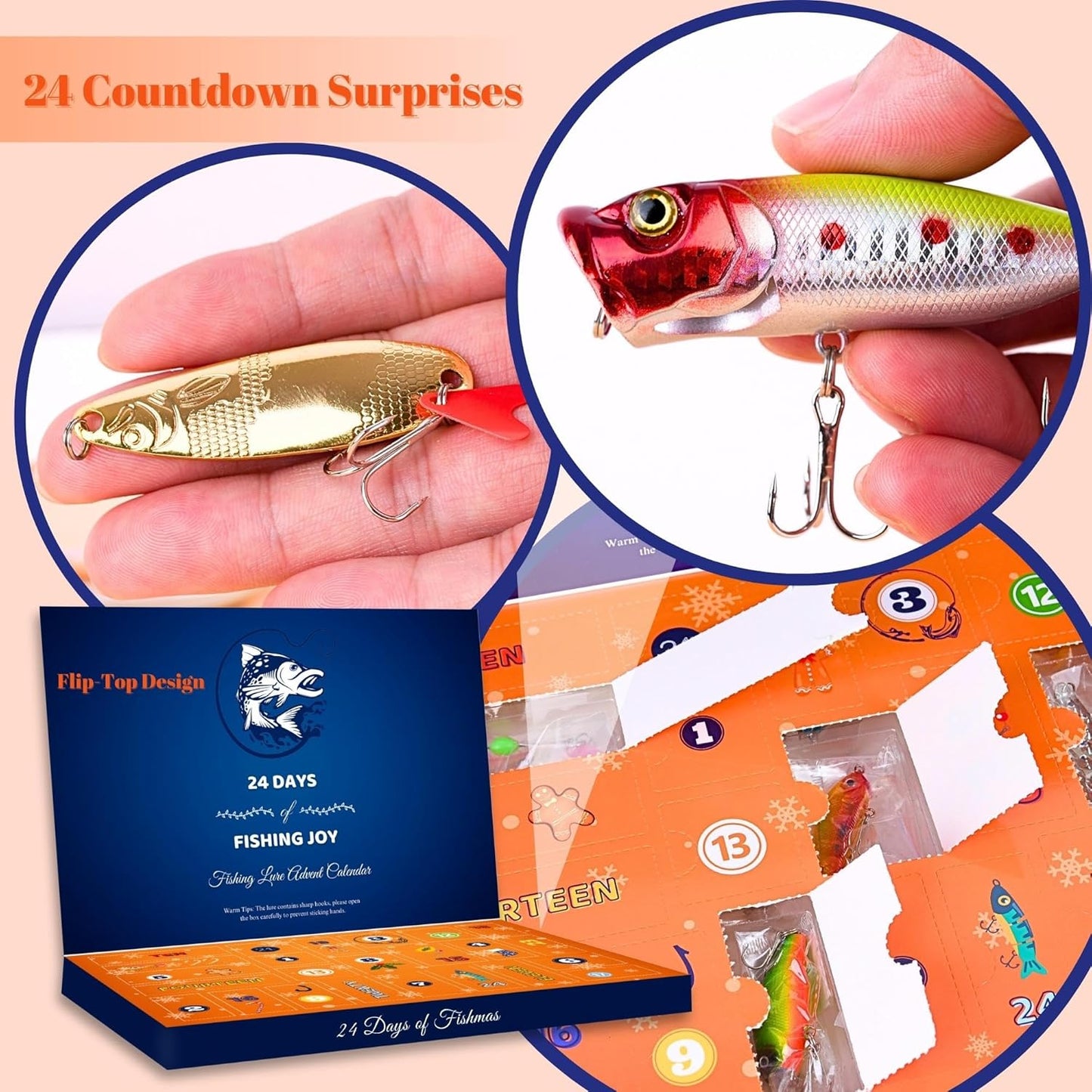 Fishing Advent Calendar 2026 Christmas - 24 Days Fishing Lures Advent Calendar for Fisher
