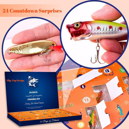 Fishing Advent Calendar 2026 Christmas - 24 Days Fishing Lures Advent Calendar for Fisher