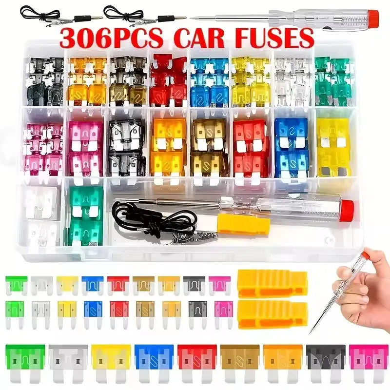 🚗 306PCS Car Blade Fuse Assortment Set