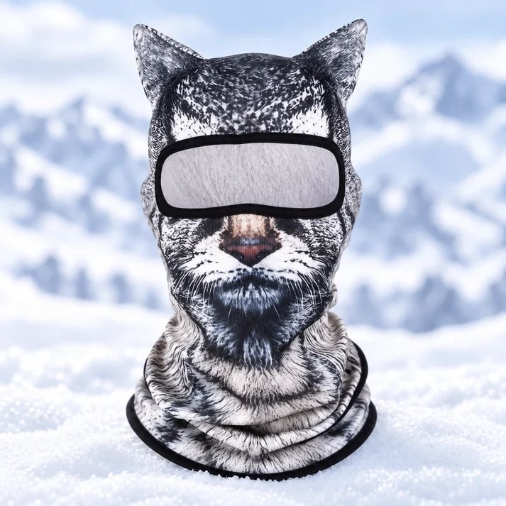 🐱✨3D Cat Ski Mask with Ears – 🤣Funny Windproof Balaclava for Skiing & Festivals